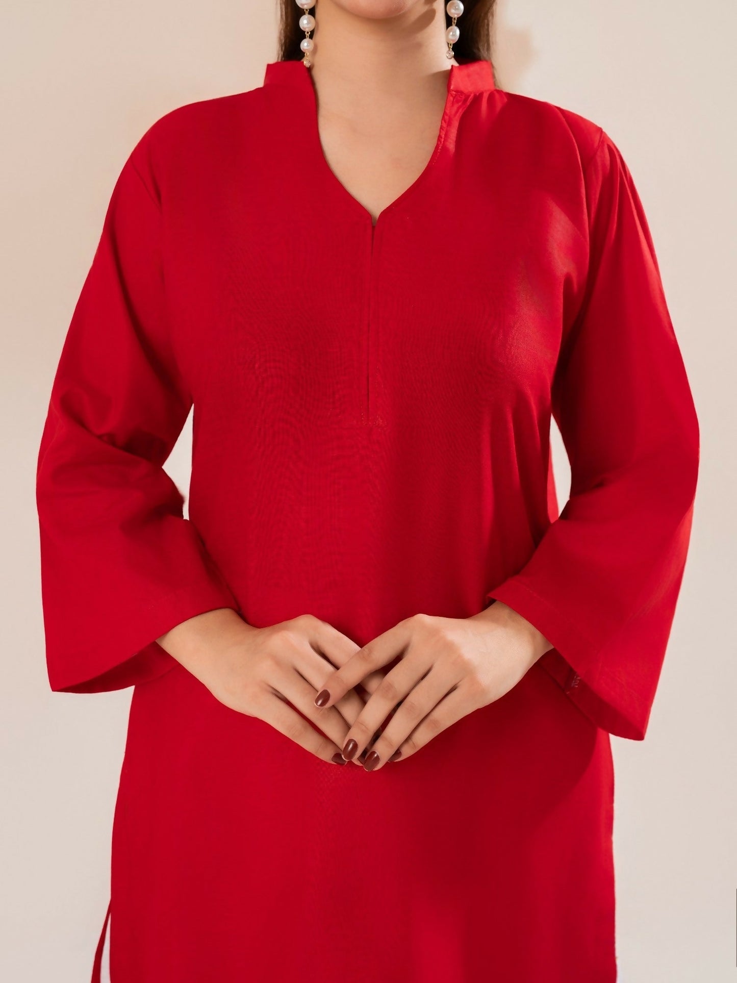 Stylish Collection Luxe Edit Cotton Embroidered Stitched 2-Piece Suit-Cherry Red