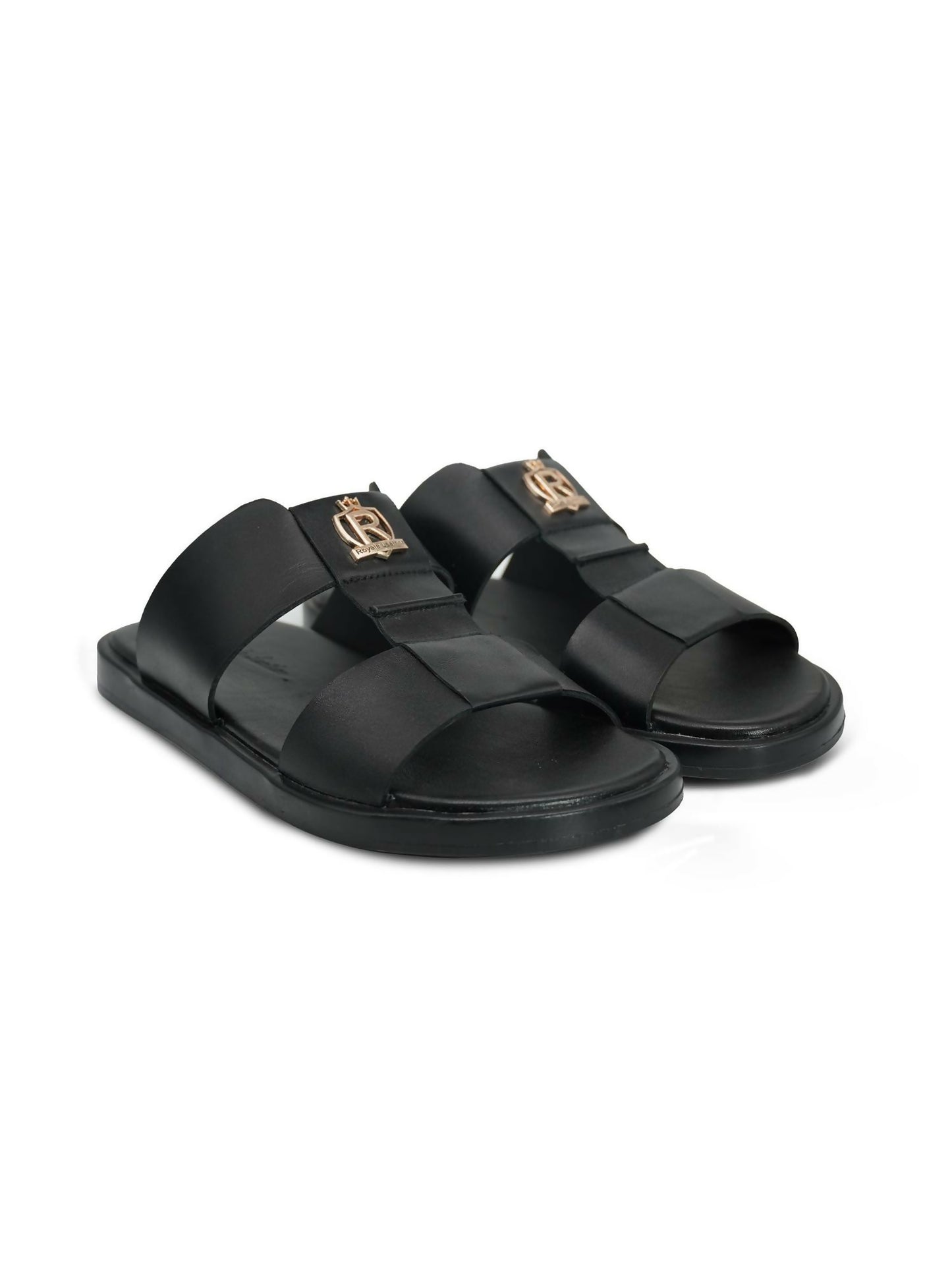 Men's cow leather slippers by Royale Leather with durable rubber sole and comfortable design, ideal for everyday wear