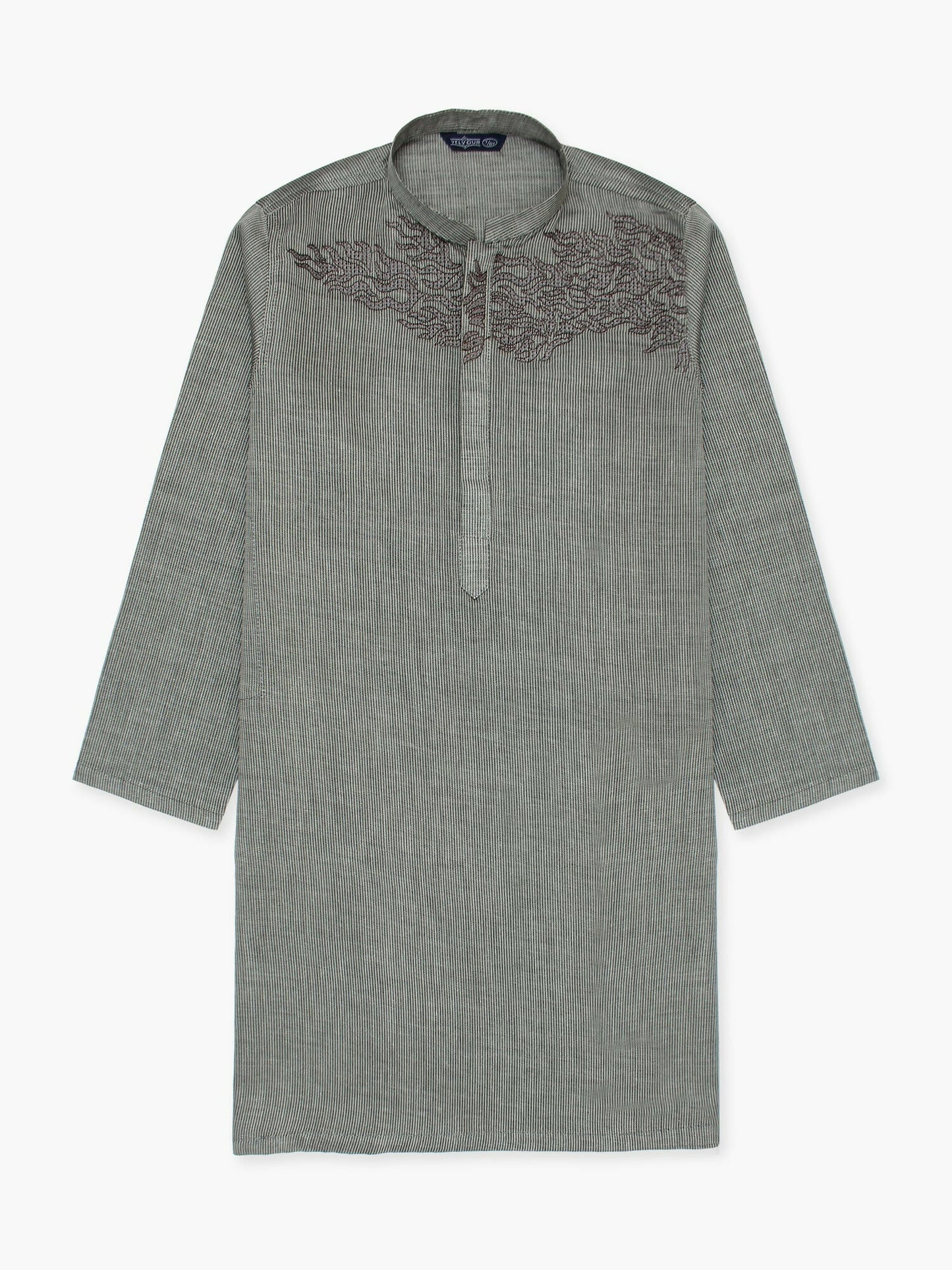 Embroidered cotton stitched kurta for boys with mandarin collar, full sleeves, and regular fit – traditional ethnic wear