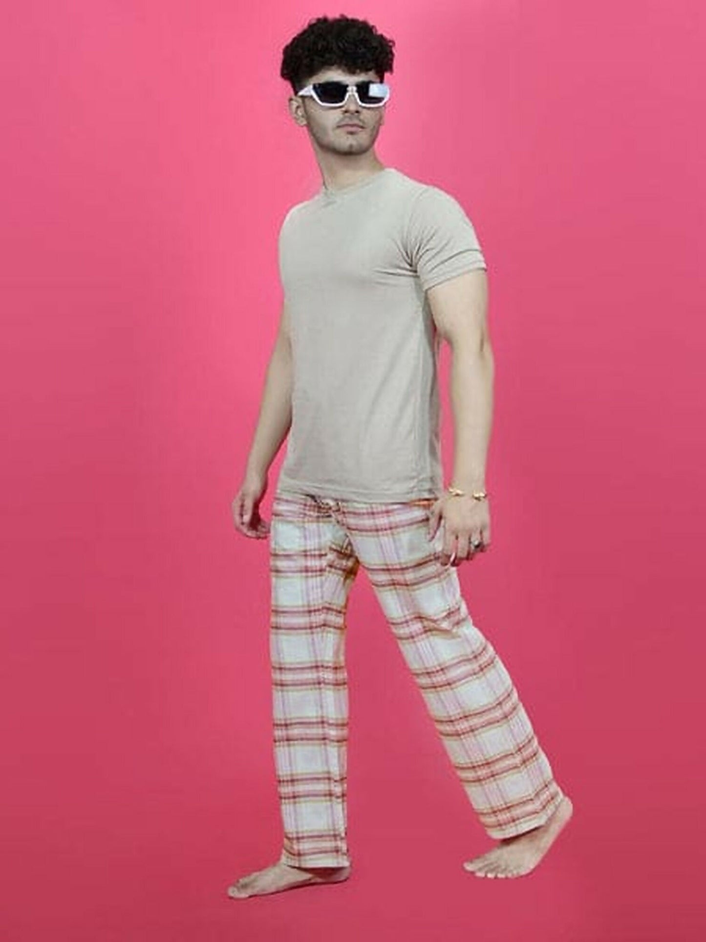 Funky's Printed Checked Loungewear Trouser-14625