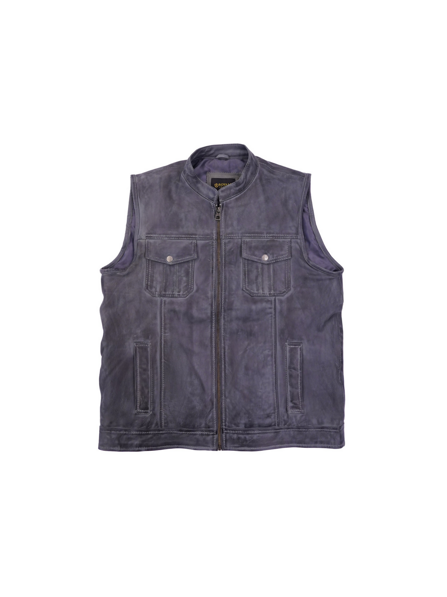 Gray full-grain sheep leather jacket with a vintage-inspired design and tailored fit, blending classic style with modern edge.