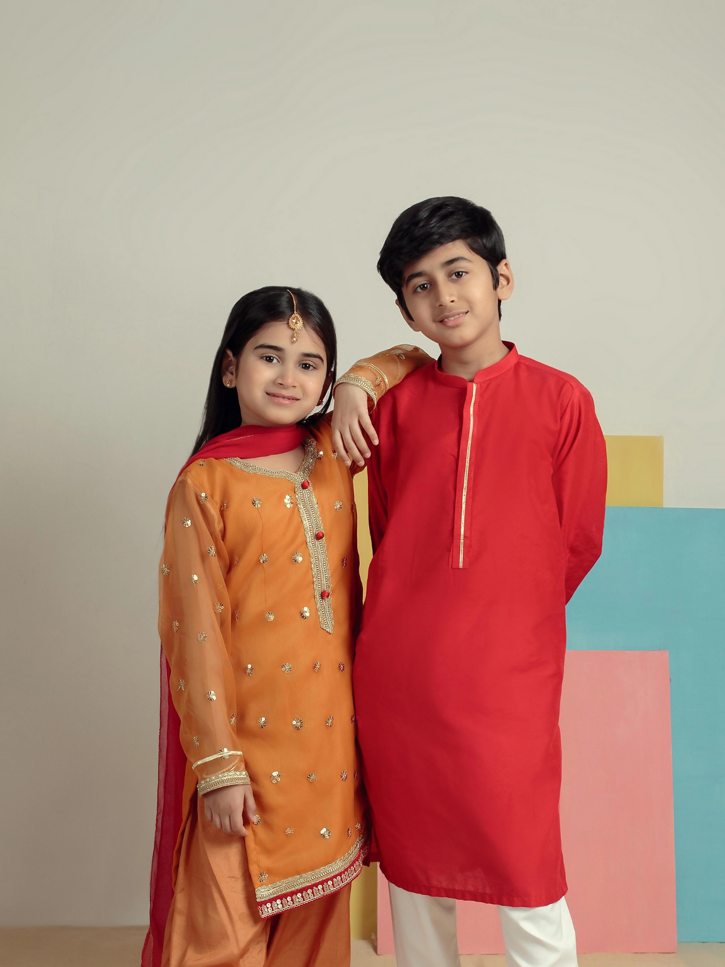 Kidoz Kloset Mauj Masti Cotton Silk Kurta Pajama-Red Magic