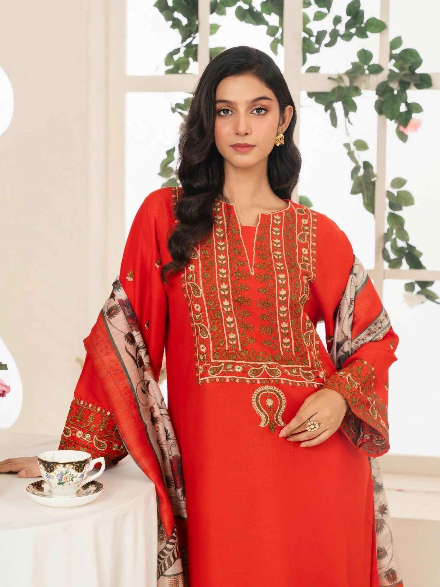 Stylish Collection Serene Summer Linen Embroidered Stitched 3-Piece Suit–Urge