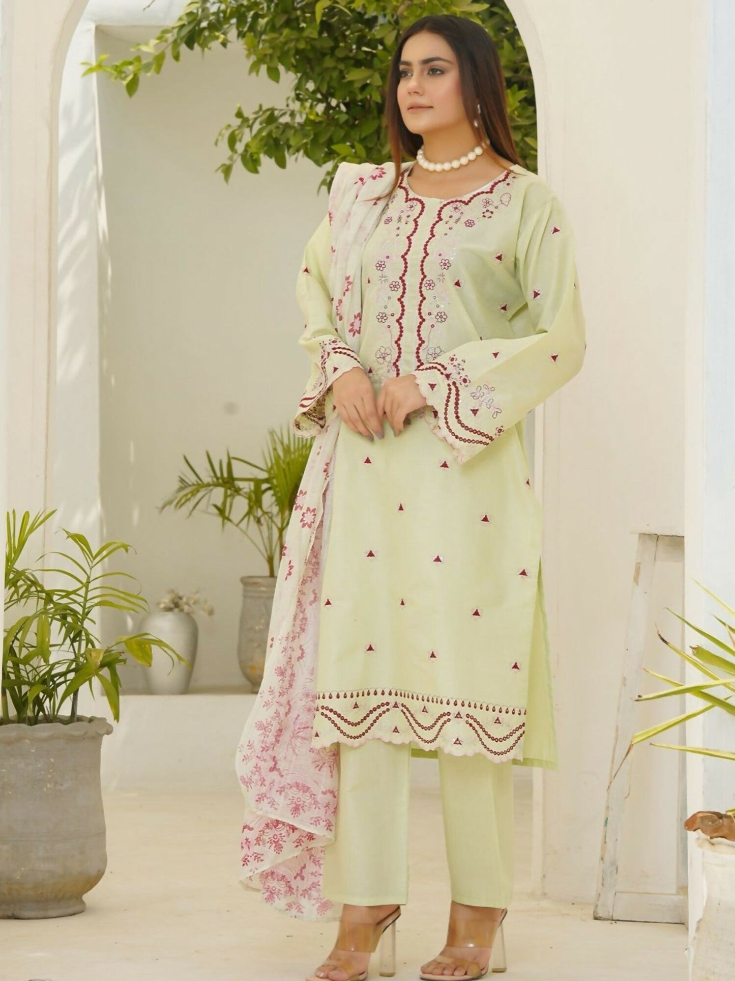 Stylish Collection Serene Summer Lawn Cotton Embroidered Stitched 3-Piece Suit-Pakeeza