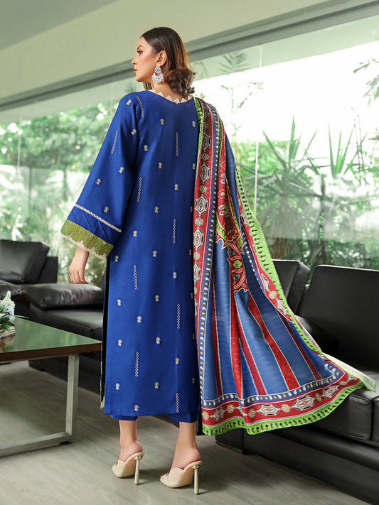 Binilyas Karandi Embroidered Unstitched 3-Piece Suit-755-A