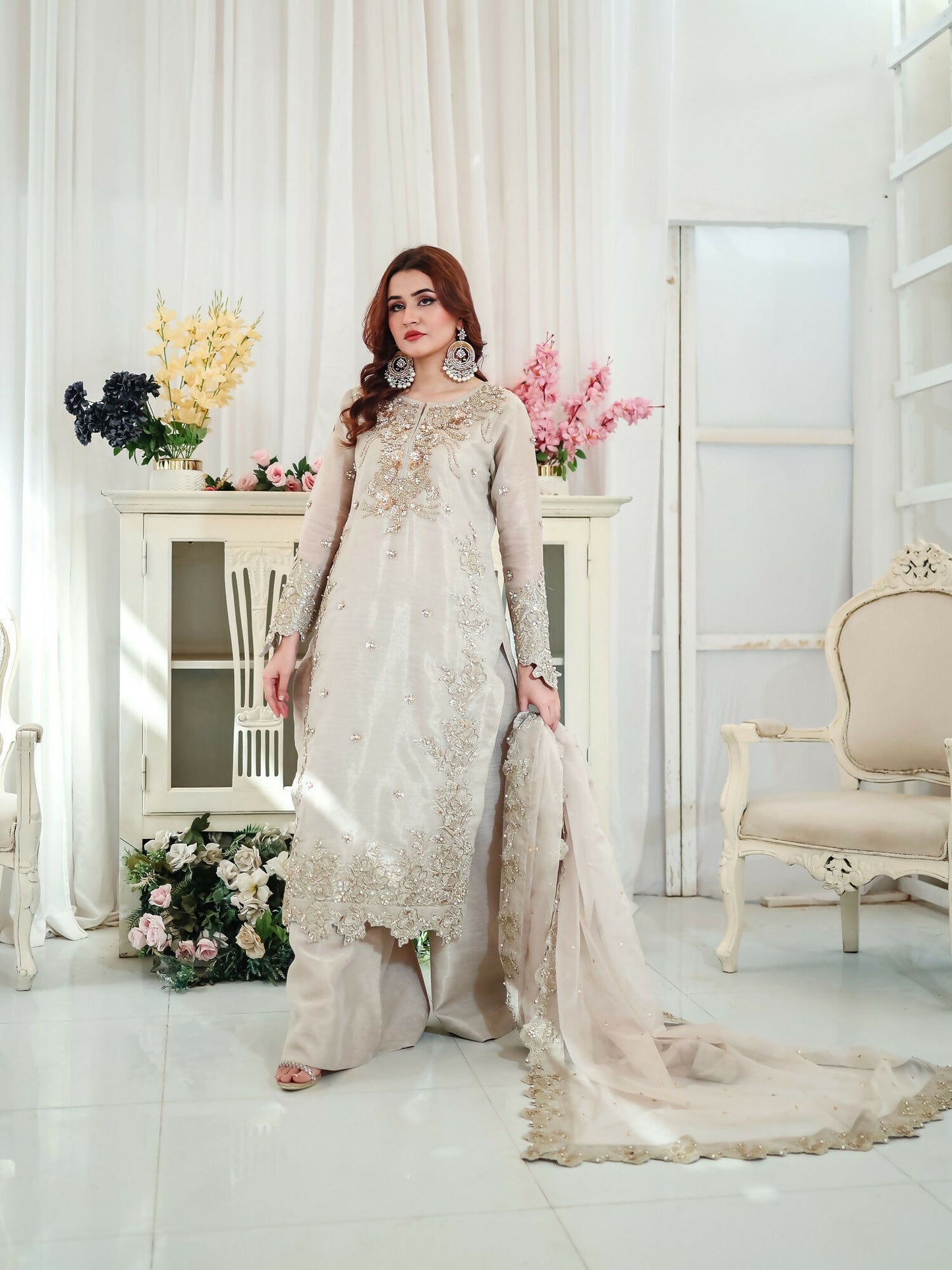 Farooq Hameed Studio Wedding Festive'25 Laama Silk Embroidered Stitched 3-Piece Suit-Anaira