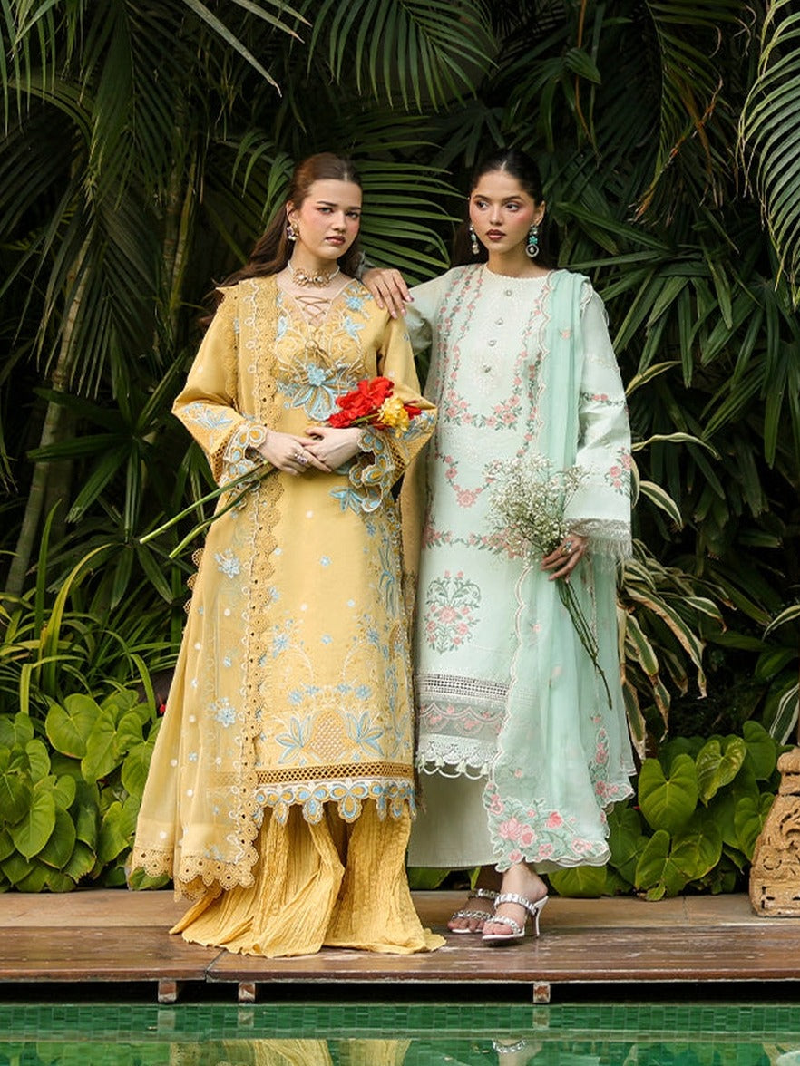 Yellow-Mahnur Shanaya Lawn Vol 2 Embroidered Stitched 3-Piece Suit-SH-04