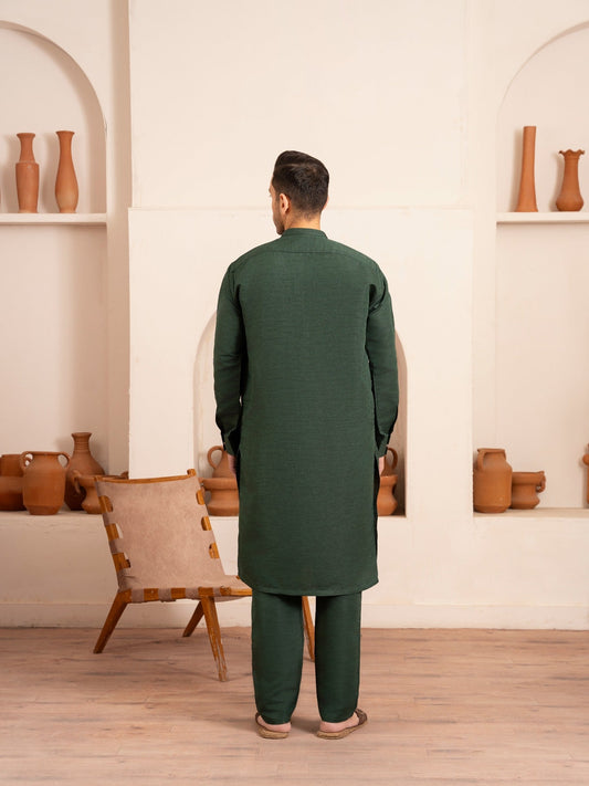 Green-Dot N Dot Andaaz Silk Kurta Pajama-Basil