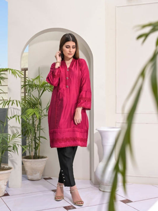 Pink-Ruby's Couture Cotton Stitched 3-Piece Suit-Sundar