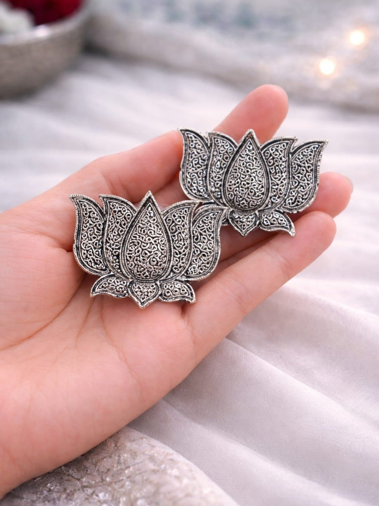 Silver Durwaj's Earrings-DW-075