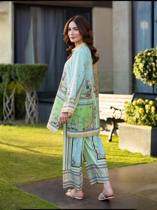 Blue MH Cloth House Blended Lawn Printed Co-Ord Set-Tarz