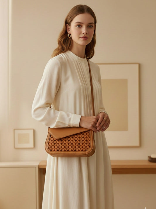 Brown-Zebaish Collection Crossbody Bag-ZB-093