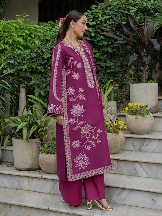 Purple Mahnur Amaya Lawn'26 Embroidered Unstitched 3-Piece Suit-MU-10