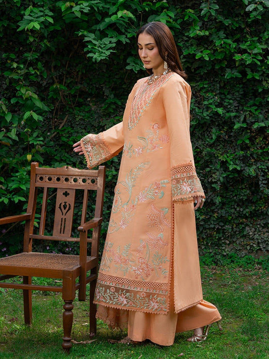 Orange Mahnur Amaya Lawn'26 Embroidered Unstitched 3-Piece Suit-MU-12