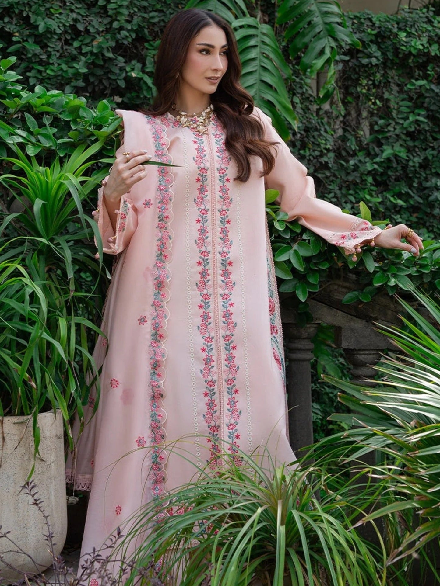 Pink Mahnur Amaya Lawn'26 Embroidered Unstitched 3-Piece Suit-MU-07