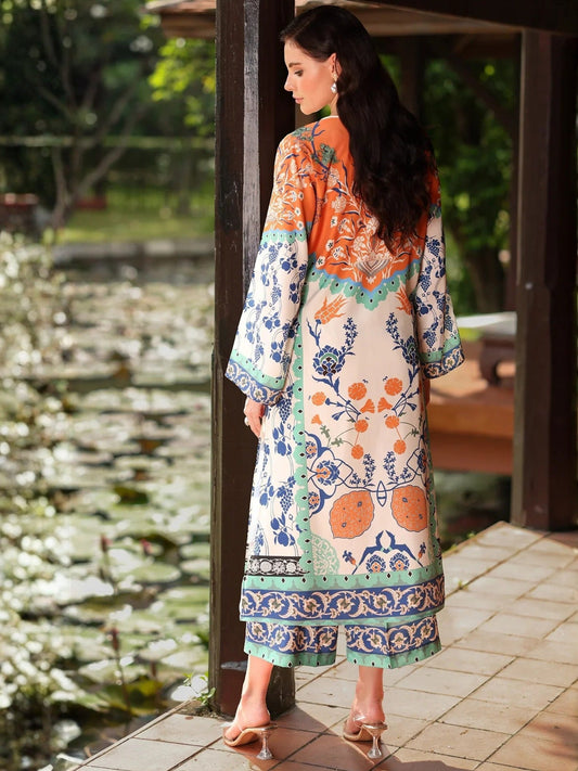 Cream Multi MH Cloth House Blended Lawn Printed Co-Ord Set-Gul Afshan
