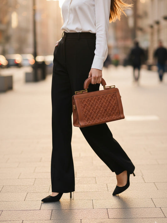 Brown-Zebaish Collection Hand Bag-ZB-060