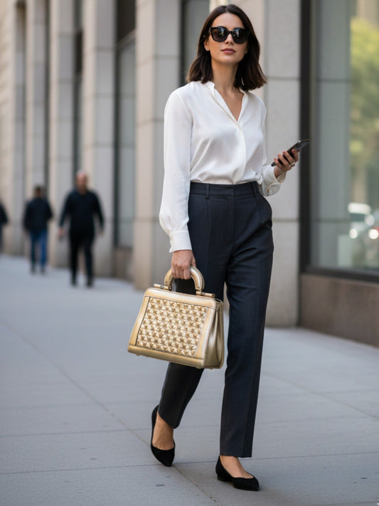 Gold-Zebaish Collection Hand Bag-ZB-059