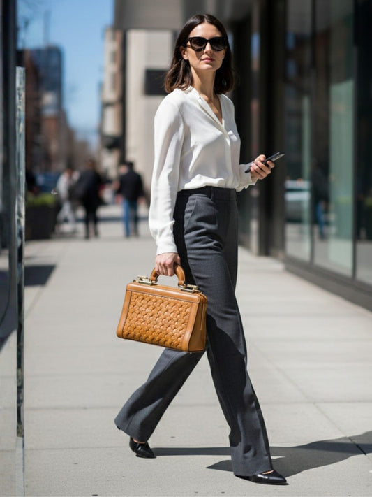 Brown-Zebaish Collection Hand Bag-ZB-058