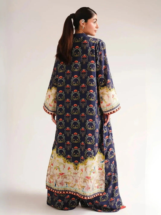 Blue Multi MH Cloth House Blended Lawn Printed Co-Ord Set-Lalarukh