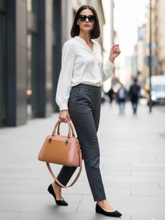 Orange and Coral-Zebaish Collection Hand Bag-ZB-057