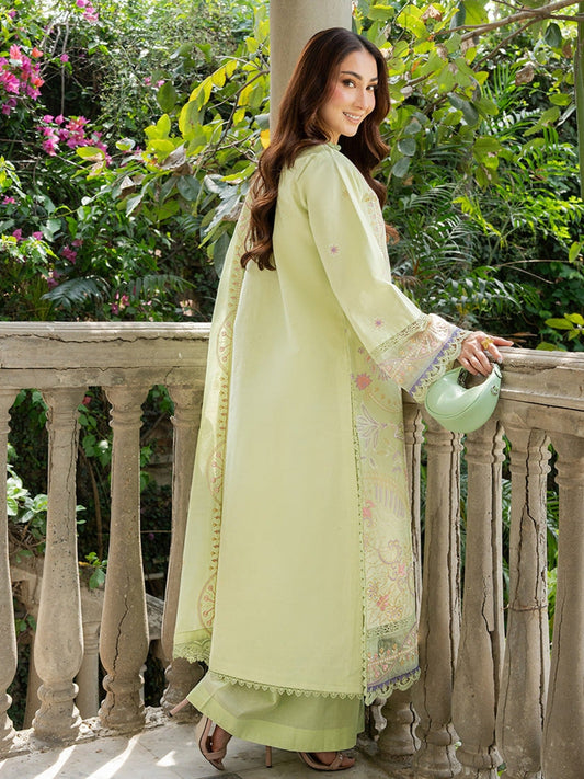 Mint Green Mahnur Amaya Lawn'26 Embroidered Stitched 3-Piece Suit-MU-13