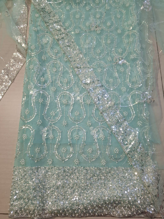 Blue Duas Boutique Net Embellished Unstitched 2-Piece Suit-Style 21