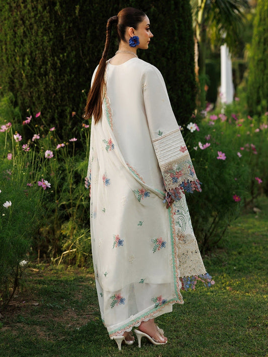 White-Mahnur Morbagh Luxury Lawn'26 Embroidered Stitched 3-Piece Suit-M-03