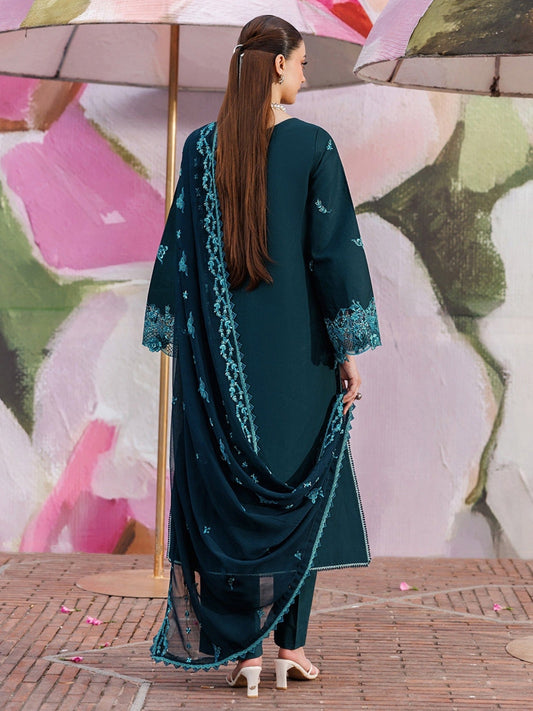 Green-Mahnur Morbagh Luxury Lawn'26 Embroidered Stitched 3-Piece Suit-M-04