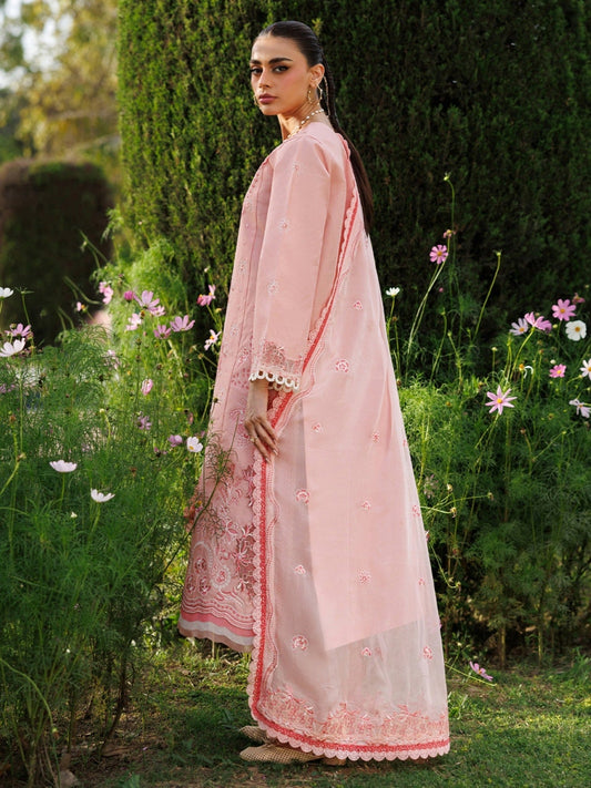 Pink-Mahnur Morbagh Luxury Lawn'26 Embroidered Stitched 3-Piece Suit-M-05