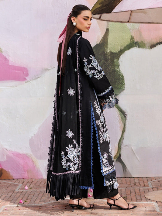 Black-Mahnur Morbagh Luxury Lawn'26 Embroidered Unstitched 3-Piece Suit-M-08