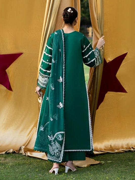 Green-Mahnur Morbagh Luxury Lawn'26 Embroidered Stitched 3-Piece Suit-M-09