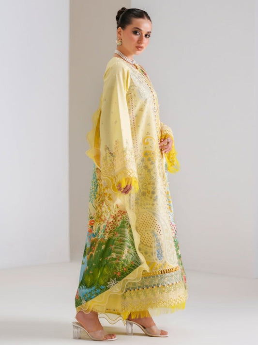 Yellow Binilyas Amour Luxury Lawn'26 Embroidered Unstitched 3-Piece Suit-187-B