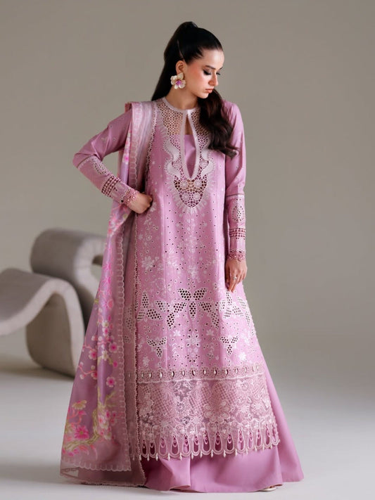 Pink Binilyas Amour Luxury Lawn'26 Embroidered Unstitched 3-Piece Suit-181-B