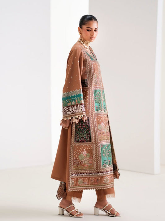 Brown Binilyas Amour Luxury Lawn'26 Embroidered Unstitched 3-Piece Suit-186-B