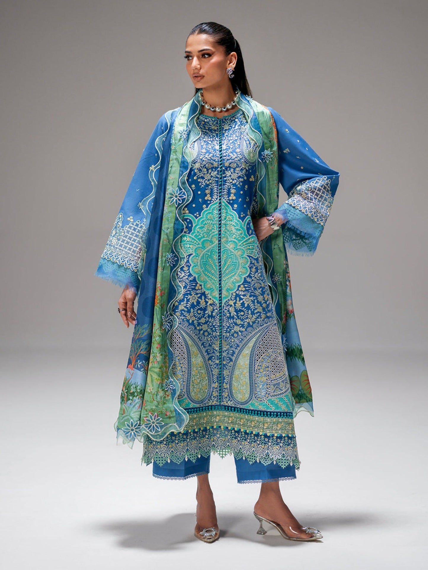 Blue Binilyas Amour Luxury Lawn'26 Embroidered Unstitched 3-Piece Suit-187-A