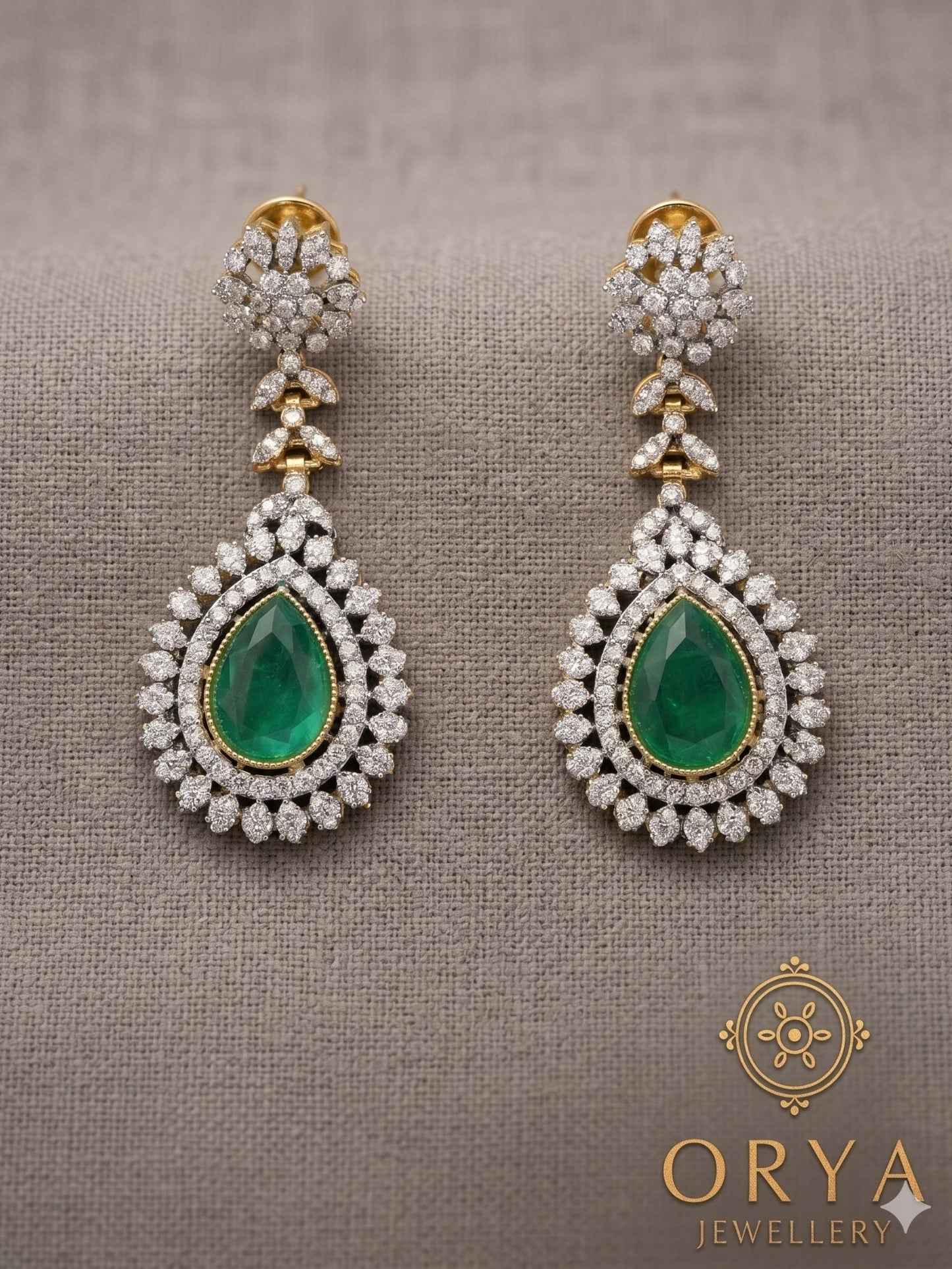 Green gold and white-Orya Jewellery Earrings-Jade Green-E56