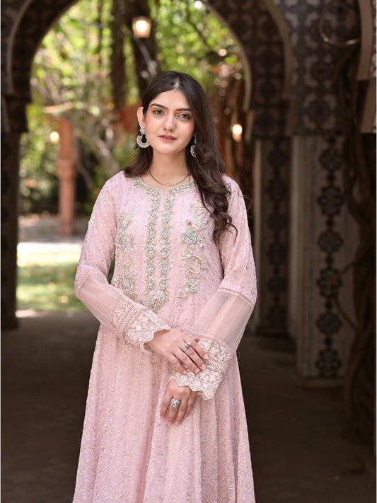 Pink Manahil Arts Chiffon Embellished Stitched 3-Piece Suit-Serene BlushManahil Arts Chiffon Embellished Stitched 3-Piece Suit-Serene Blush