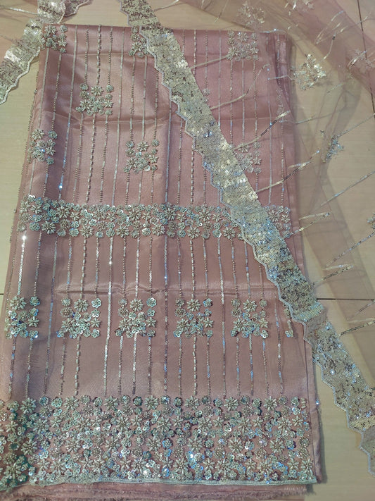 Pink-Duas Boutique Net Embellished Unstitched 2-Piece Suit