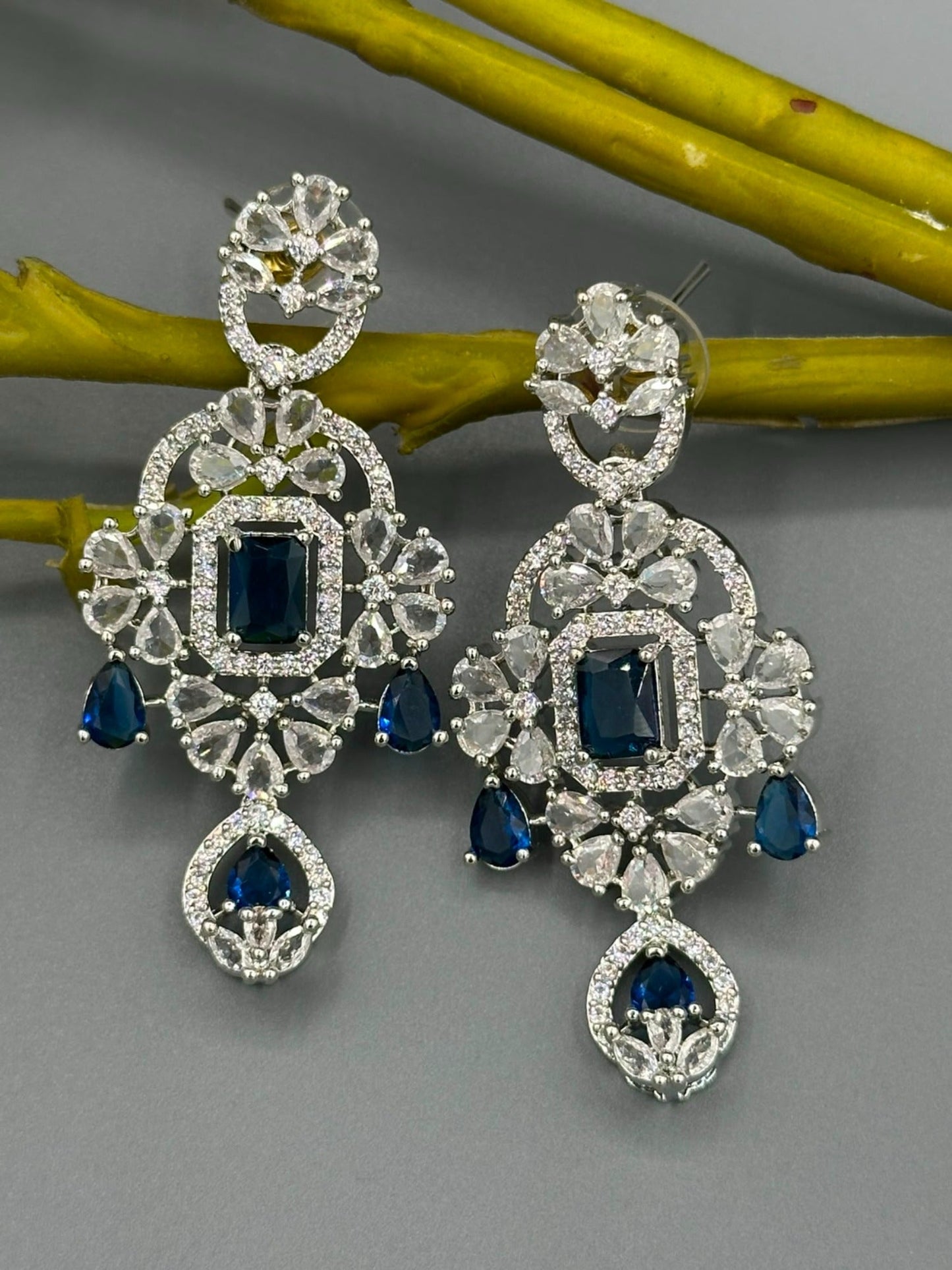 Silver and Blue-H&A Jewellery Earrings