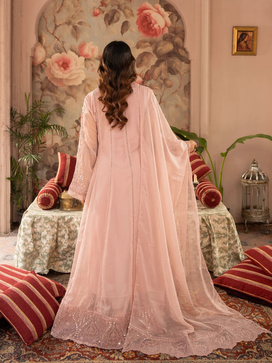 Pink Manahil Arts Chiffon Embellished Maxi-K-165-Tea Rose Pink