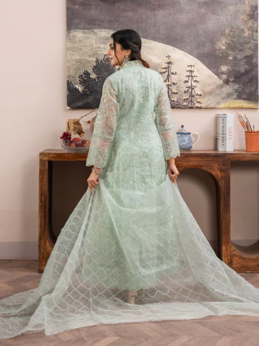 Green-Manahil Arts Organza Embellished Maxi-K-151-Mint Green