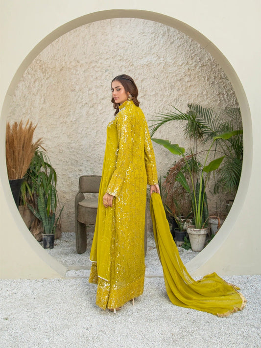 Manahil Arts Chiffon Embellished Maxi-SW 04-Mustard