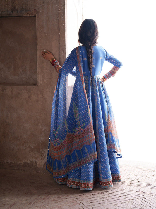 Blue-Binilyas Mausam Summer'26 Lawn Embroidered Unstitched 3-Piece Suit-503-A