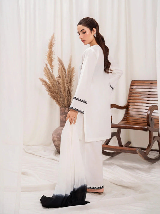 HEM Lawn Cotton Embroidered Stitched 3-Piece Suit-Zebra