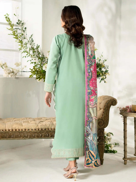 Green-Rabazka Lawn Embroidered Unstitched 3-Piece Suit-WUS-DELW-3P-S26-08
