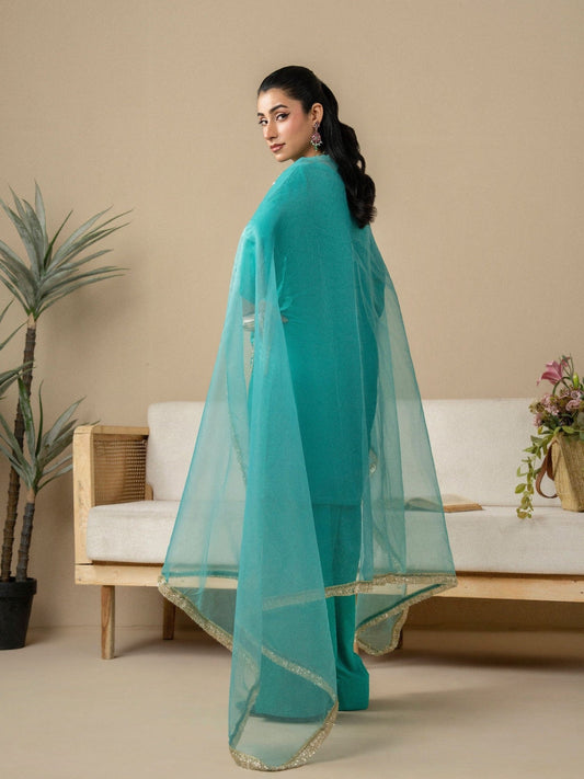 Green Stylish Collection Vesper Linen Stitched 3-Piece Suit-Bug