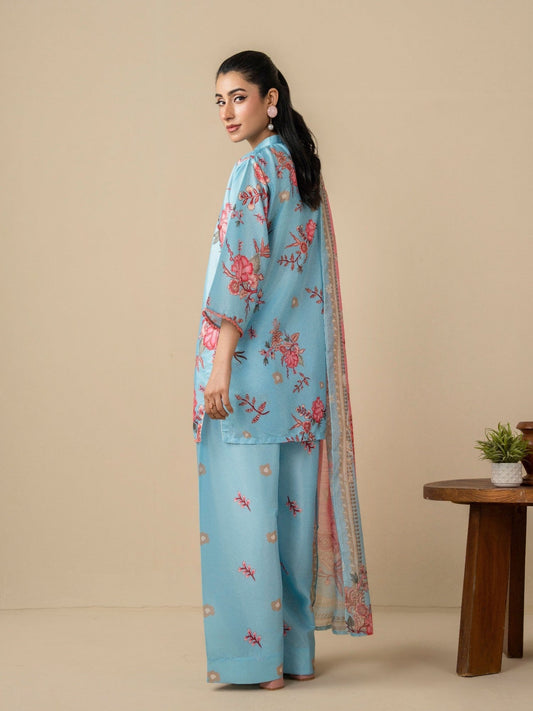 Blue Stylish Collection Vesper Lawn Printed Stitched 3-Piece Suit-Bareen