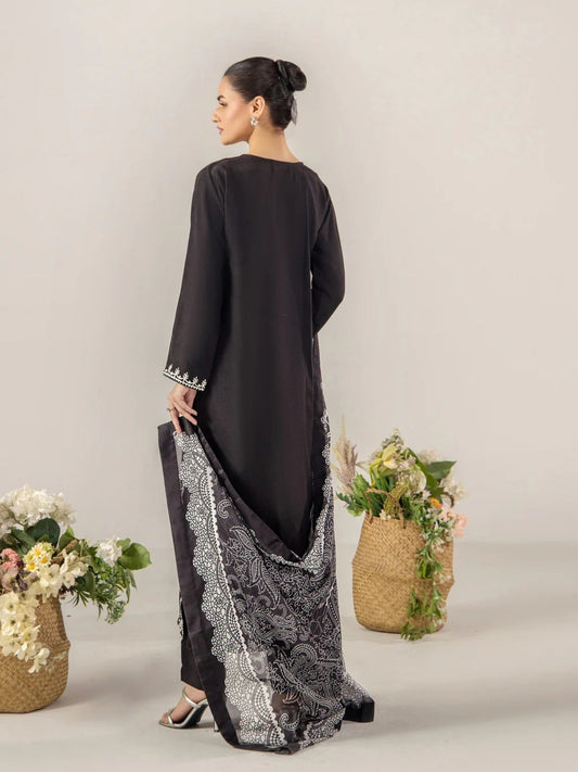 Black Sara Jahan Breeze Lawn'26 Embroidered Stitched 3-Piece Suit-SJ-200