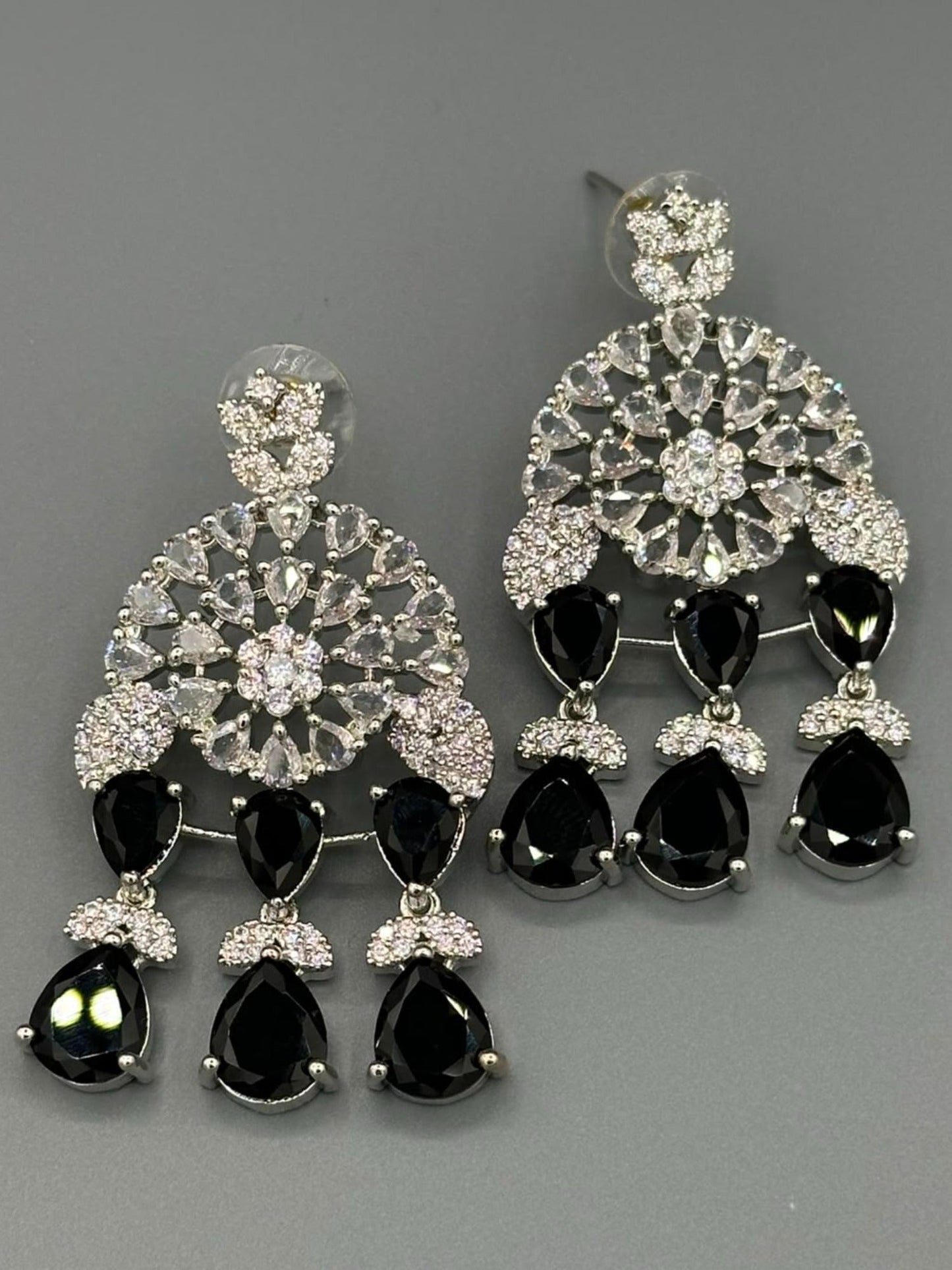 Silver and Black-H&A Jewellery Earrings